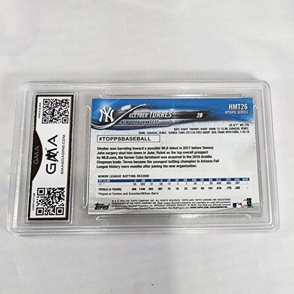 2018 Topps Chrome Update Gleyber Torres Rookie Card #HMT26 GMA 10 Mint Rare RC - Picture 4 of 4